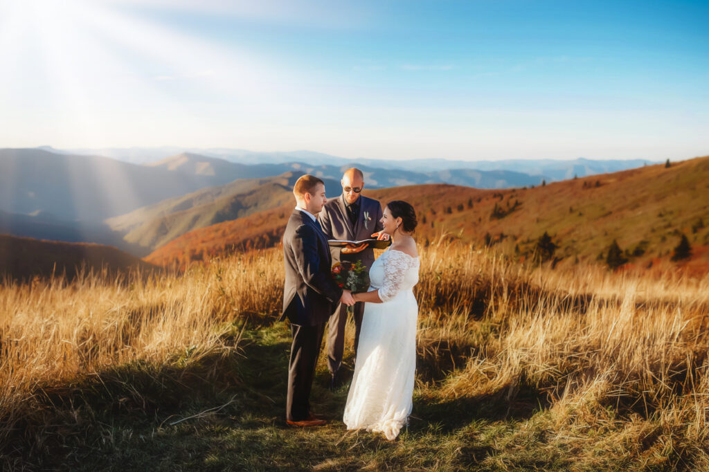 Elopement Ceremony at Black Balsam Knob on the Blue Ridge Parkway in Asheville, NC after learning about the Best Mountain Wedding Venues in Asheville, NC.