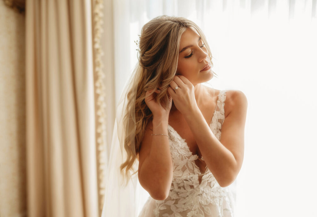 Bride prepares for her Wedding Day with the Best Hair & Makeup Artists in Asheville. 
